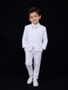 White Cotton Blend Suit Coat with Matching Tie for Boys