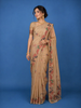 Beige Floral Embroidered Design Pure Cotton Saree