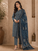 Teal Blue Cotton Straight Cut Salwar Suit Adorned with Prints paired with Dupatta