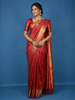 Rani Pink Diamond Butta Woven Pure Kanchipuram Silk Saree With Golden Zari Border