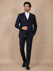 Dark Blue Abstract Designed Men's Suit