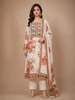 Cream White Floral Semi Tissue Salwar Suit – Elegant Ethnic Wear for Women