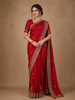 Red Floral Embroidered Designed Georgette Saree