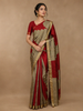 Red and Golden Beige Geometric Pattern Woven Tussar Silk Saree