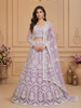 Lavender Net Lehenga Embellished with Floral Embroidery paired with Dupatta