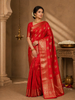 Red Floral Motifs pure Kanchipuram Silk Saree
