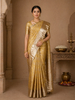 Yellow Floral and Leaf Woven Pure Kanchipuram Silk Saree