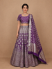 Dark Purple Floral Embroidered Banarasi Silk Lehenga for Bridesmaid
