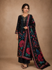Black Floral Design Organza Straight Cut Salwar Suit