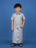 Silver Grey Silk Dhoti With Matching Half Sleeve Shirt