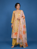 Mustard Floral Stripe Printed Cotton Salwar Suit