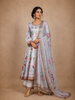 Sky Blue Floral Design Cotton Palazzo Suit