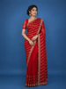 Red Paisley Embroidery Georgette Fancy Saree