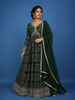 Dark Green Floral Design Bead And Printed Work Georgette Gown