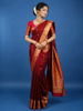 Burgundy Peacock Woven Pure Kanchipuram Silk Saree With Zari Border