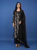Black Floral Printed Cotton Salwar Suit