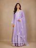 Lavender Floral Embroidered Cotton Salwar Suit