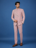 Dusty Pink Floral Bead Embroidery polyester Men's Suit Set