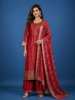 Red Zari Embroidered Silk Salwar Suit With Dupatta