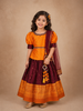 Orange and Wine Silk Pattu Pavadai Paired with Dupatta