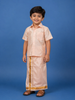 Light Peach Silk Dhoti Shirt Set for Boys
