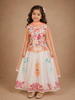 Off-White Net Sharara Suit Adorned with Floral Embroidery and Mirrorwork, Paired with Dupatta