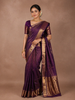 Purple Stripes Woven Pure Kanchipuram Silk Saree