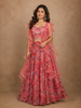 Pink Floral Printed Design Crepe Bridesmaids Lehenga