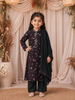 Dark Green and Violet  Abstract Printed Design Cotton Straight Cut Salwar Suit with Dupatta