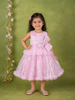 Pink Net Gown Adorned With Sequins, Big Bow and Butterflies