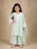 Mint Green Sequins and Thread Embroidered Georgette Palazzo Suit with Dupatta