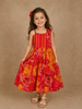 Red Floral Designed Semi Silk Lehenga
