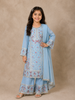 Sky Blue Floral Embroidered Palazzo Salwar Suit for Girls