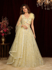 Light Yellow Net Bridal Lehenga with Floral Sequins Beads