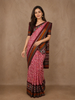 Light Pink Ikkat Design Silk Saree With Maroon Contrast Border