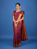 Wine Floral Design Woven Pure Kanchipuram Silk Saree