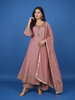 Dusty Rose Pink Dotted Design Silk Salwar Suit
