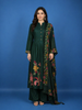 Dark Green Floral Embroidered Cotton Salwar Suit With Dupatta