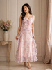 Pink Frock Adorned with Floral and Ruffled Design