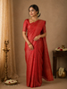 Red Floral Woven Pure Kanchipuram Silk Saree with Zari Border