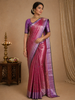Dark Red Floral Woven Pure Kanchipuram Silk Saree