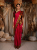 Red Butta Zari Woven Design Pure Kanchipuram Silk Saree With Contrast Varisai Pattu Border
