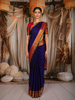 Navy Blue Butta Zari Woven Design Pure Kanchipuram Silk Saree With Contrast Varisai Pattu Border