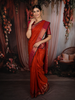 Orange Butta Zari Woven Design Pure Kanchipuram Silk Saree With Contrast Varisai Pattu Border