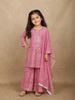 Baby Pink Mirror Embroidered Design Georgette Kids Palazzo Suit