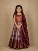 Onion Pink Floral Embroidered Raw Silk Pattu Pavadai