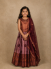 Purple Floral Embroidered Raw Silk Pattu Pavadai