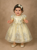 Light Yellow Floral Designed Party Gown for Girls