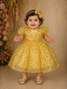 Yellow Sequin Designed Party Gown for Girls