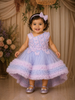 Lavender Butterfly Layered Design Net Ruffle Frock